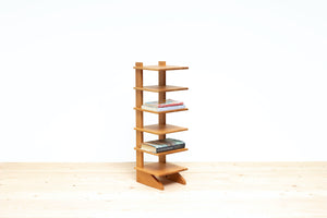 Six-Tier Bookshelf, Bookcase, Book Rack, Compact Organizer, Side or End Table. Traditional Living Room or Bedroom Furniture Handmade of Solid Wood. Available in Natural Cherry or Walnut. 