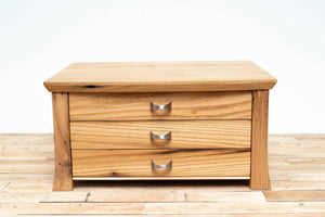 Handmade Solid Wood Silverware Chest, Classic Dinnerware Storage, Tabletop Flatware Box, Traditional Kitchen or Dining Room Furniture with Lined Drawers. Available in Cherry, Walnut or Antique/Reclaimed Chestnut with Custom Engraving Option.