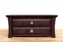 Load image into Gallery viewer, Handmade Solid Wood Silverware Chest, Classic Dinnerware Storage, Tabletop Flatware Box, Traditional Kitchen or Dining Room Furniture with Hinged Lid and Lined Drawers. Available in Cherry, Walnut or Antique/Reclaimed Chestnut with Custom Engraving Option.