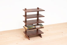 Load image into Gallery viewer, Five-Tier Wide Bookshelf, Bookcase, Book Rack, Compact Organizer, Side or End Table. Traditional Living Room or Bedroom Furniture made of Solid Wood. Available in Cherry or Walnut. Handmade in Pennsylvania by James Becker. Free USA Shipping.