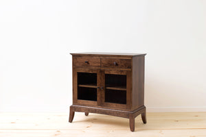Handmade Contemporary Solid Wood Buffet, Kitchen or Dining Room Cabinet, Silverware and Dinnerware Storage, Classic Credenza, Traditional Sideboard with Glass Doors. Available in Cherry, Walnut or Antique/Reclaimed Chestnut with Custom Engraving Option. 