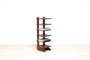 Six-Tier Bookshelf, Bookcase, Book Rack, Compact Organizer, Side or End Table. Traditional Living Room or Bedroom Furniture Handmade of Solid Wood. Available in Natural Cherry or Walnut. 