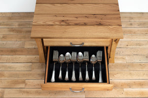Handmade Solid Wood Silverware Chest, Classic Dinnerware Storage, Tabletop Flatware Box, Traditional Kitchen or Dining Room Furniture with Lined Drawers. Available in Cherry, Walnut or Antique/Reclaimed Chestnut with Custom Engraving Option.