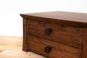 Handmade Solid Wood Silverware Chest, Classic Dinnerware Storage, Tabletop Flatware Box, Traditional Kitchen or Dining Room Furniture with Hinged Lid and Lined Drawer. Available in Cherry, Walnut or Antique/Reclaimed Chestnut with Custom Engraving Option.
